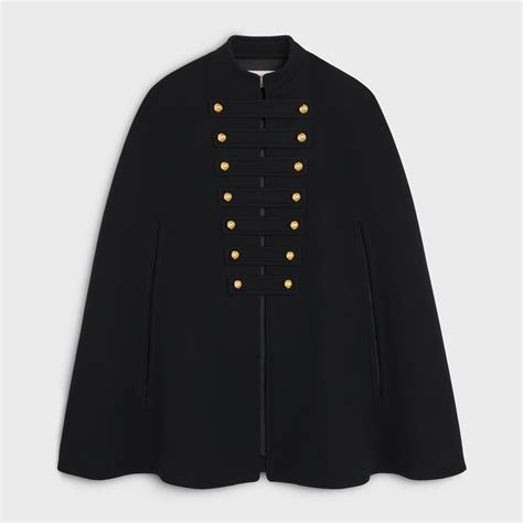 celine cashmere cape|OFFICER CAPE IN WOOL AND CASHMERE CLOTH .